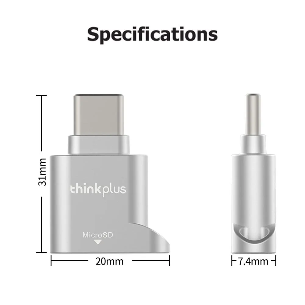 Lenovo Thinkplus USB C Type-C Micro SDカードリーダー メモリカード ミニメタル TranFlashアダプター TFカードリーダー Type-C対応