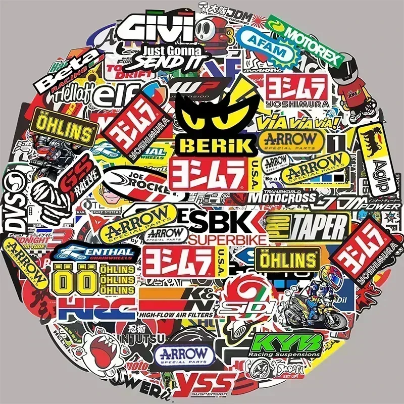 40/80 pçs aleatório motocicleta adesivos ornamentais para kawasaki yamaha bmw honda decalques capacete tanque de corrida patrocinador logotipo conjunto