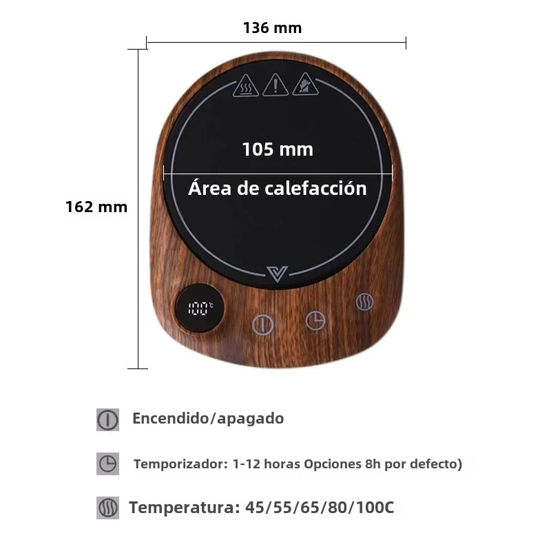 Placa calefactora eléctrica para bebidas, calentador inteligente de tazas de café, té de la leche, 200W, para escritorio, 5 temperaturas con temporizador, apagado automático
