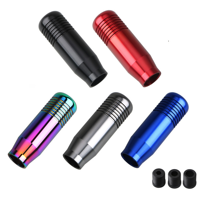 8,5 cm aluminium pookknop stick handmatige transmissie universele auto uitgebreide versnellingspook versnellingskop met 3 adapters