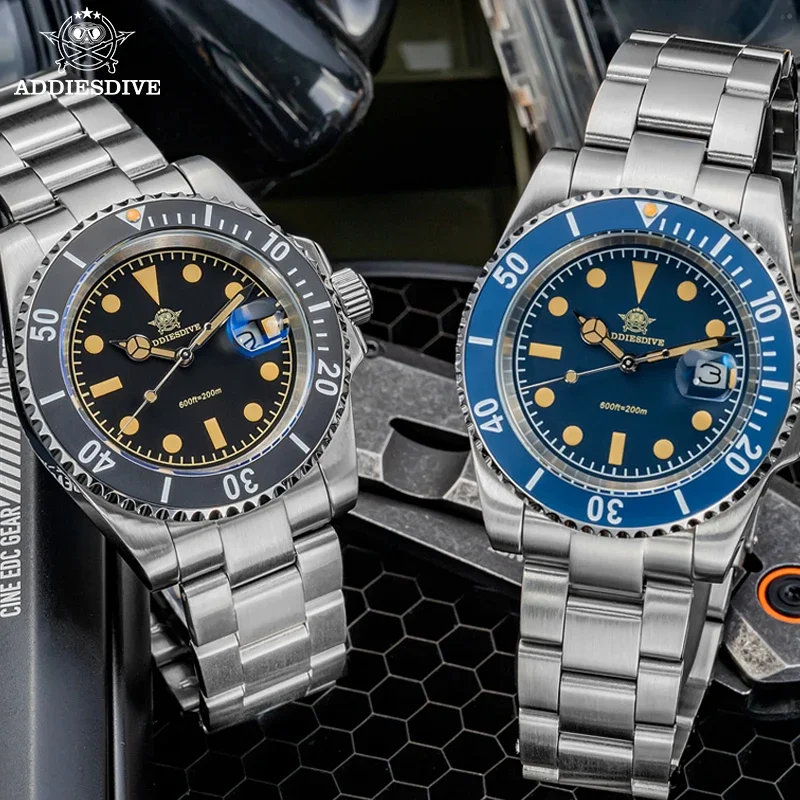 ADDIESDIVE reloj de cuarzo de lujo con calendario, relojes de moda de 41mm, acero inoxidable, 20Bar, buceo, reloj de pulsera superluminoso, AD2054