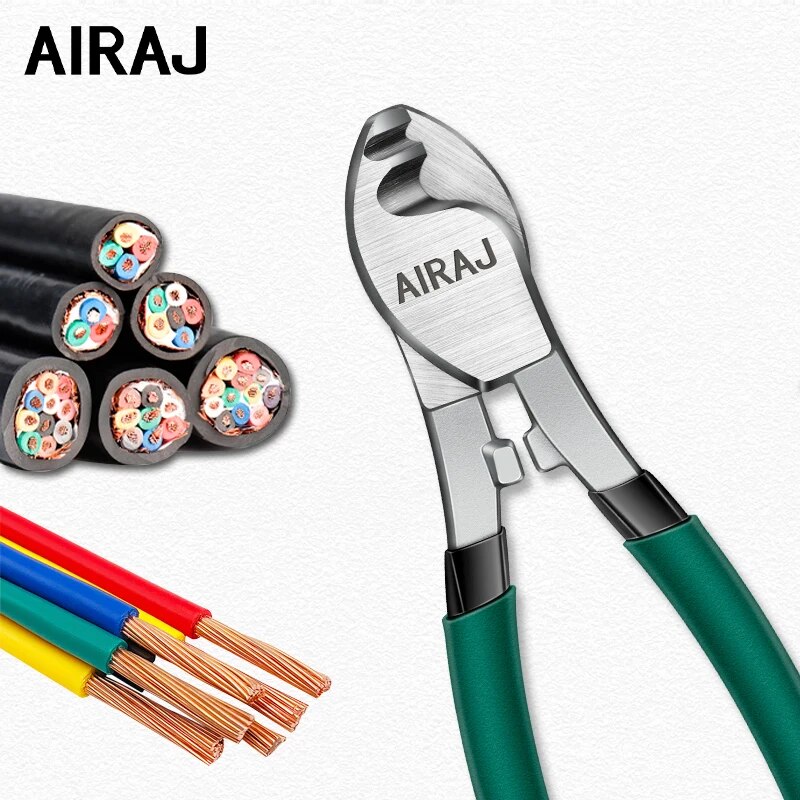Airaj-多機能ケーブルカッター、電気技師用の手動ツール、滑り止めおよび耐久性、工業用グレード、6インチ