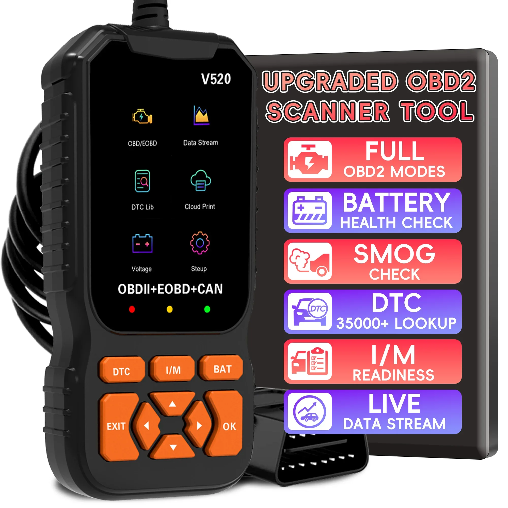 Ferramenta de verificação de diagnóstico do scanner do carro obd2, leitor profissional do código de falha do veículo mecânico, verificação automática do código de falhas da leitura luz do motor fo