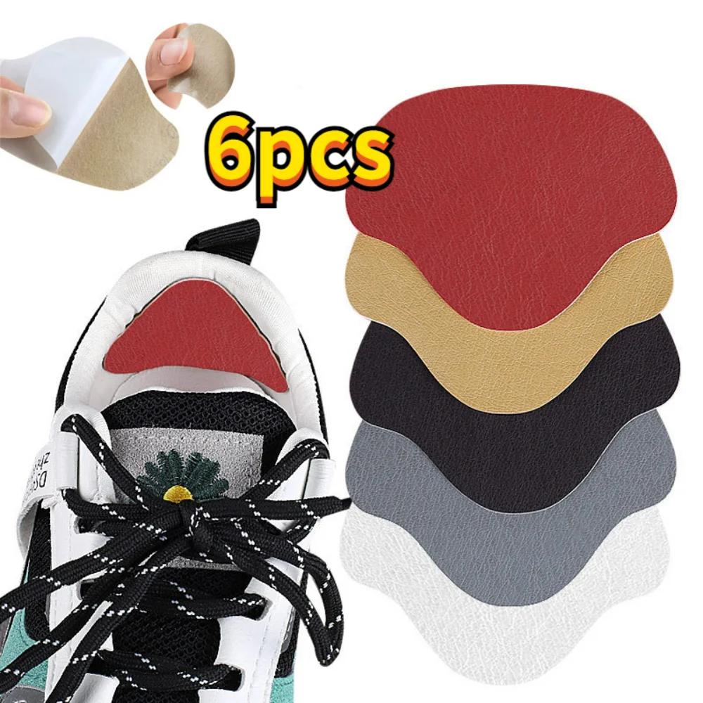 Plantillas de 6 piezas para reparación de talón, adhesivo para zapatos con agujeros, forrado con antidesgaste, cuidado de los pies