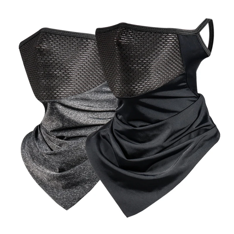 Máscara de verano para hombre, pañuelo de cara completa para bicicleta, Bandana de ciclismo, máscara de protección UV, bufanda transpirable de seda helada para colgar en la oreja al aire libre
