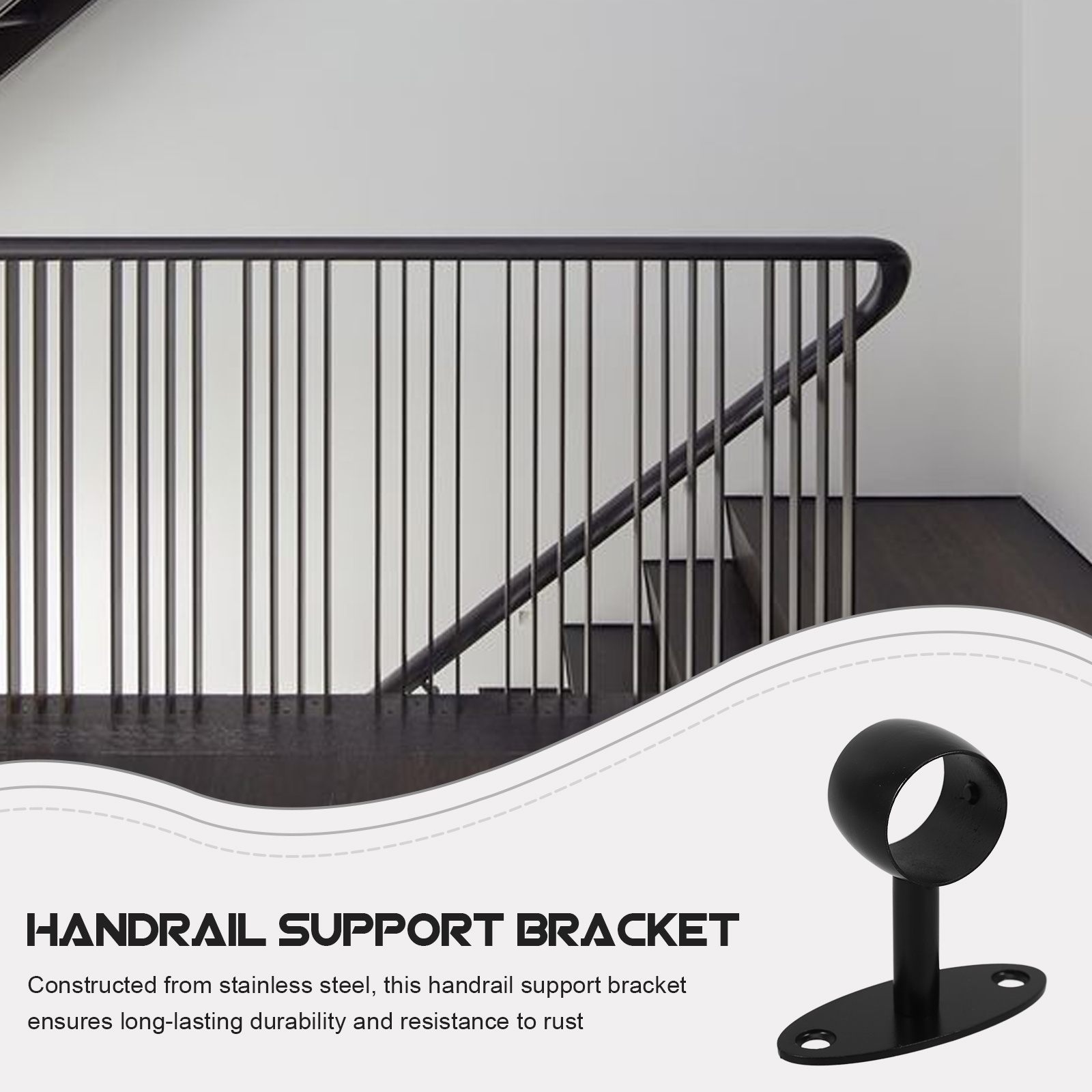 Support de main courante pour escaliers, montage mural en acier inoxydable 201, Installation facile, conception esthétique sécurisée