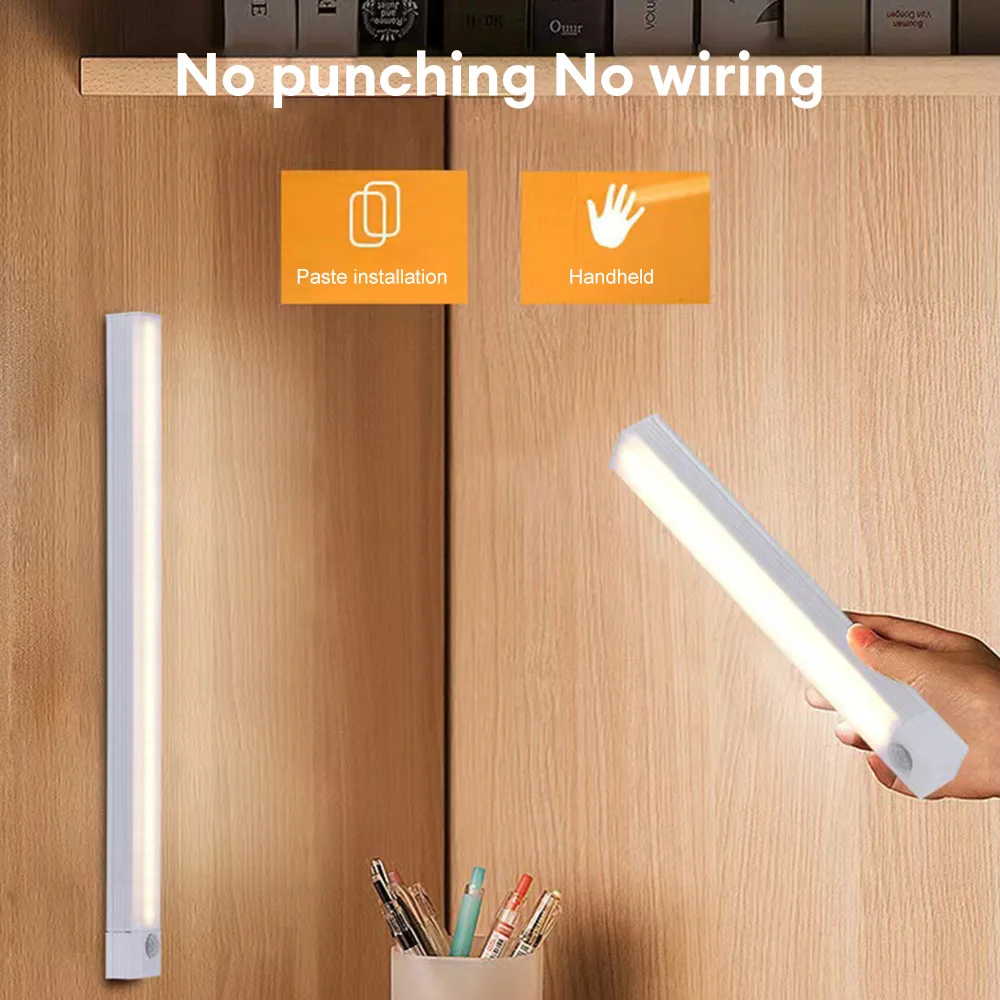 20/30/50cm Wireless Light White/warm Light Handheld Rechargeable Light Stick Infrared Motion Sensor Lamp For Wardrobe Toilet