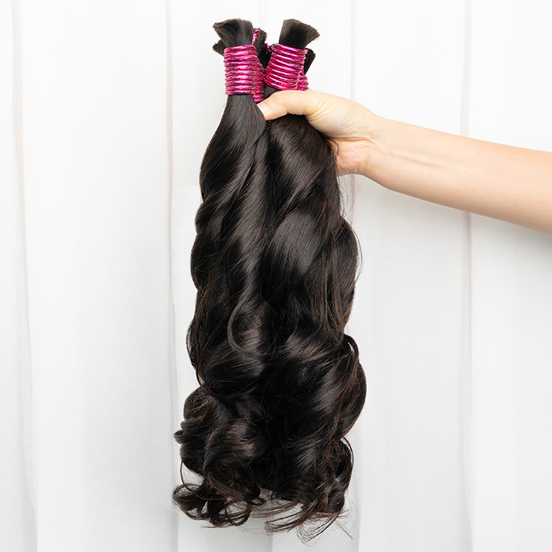 横糸なし 100% 人毛バルクエクステンション生ベトナムティサージュ人毛バンドル編組エクステンションデカベロ Cheveux Cabelo