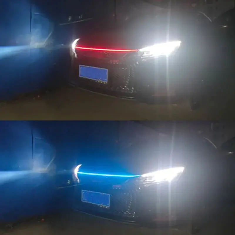 150CM 180CM Scan Starting LED Carro Capô Luz Diurna Luz Universal Flexível DRL Carro Dinâmico 12V Luz Ambiente