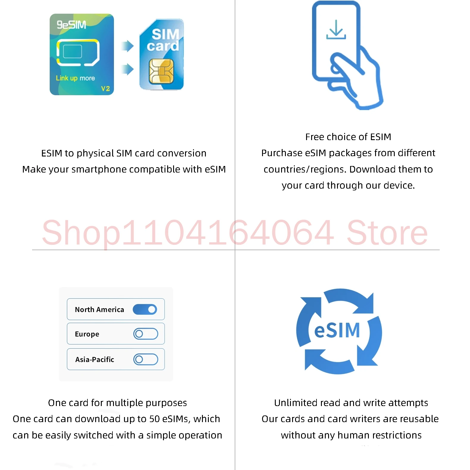 Lector de tarjetas de escritura eSIM a SIM, versión avanzada, 5ber, versión V2, 9esim