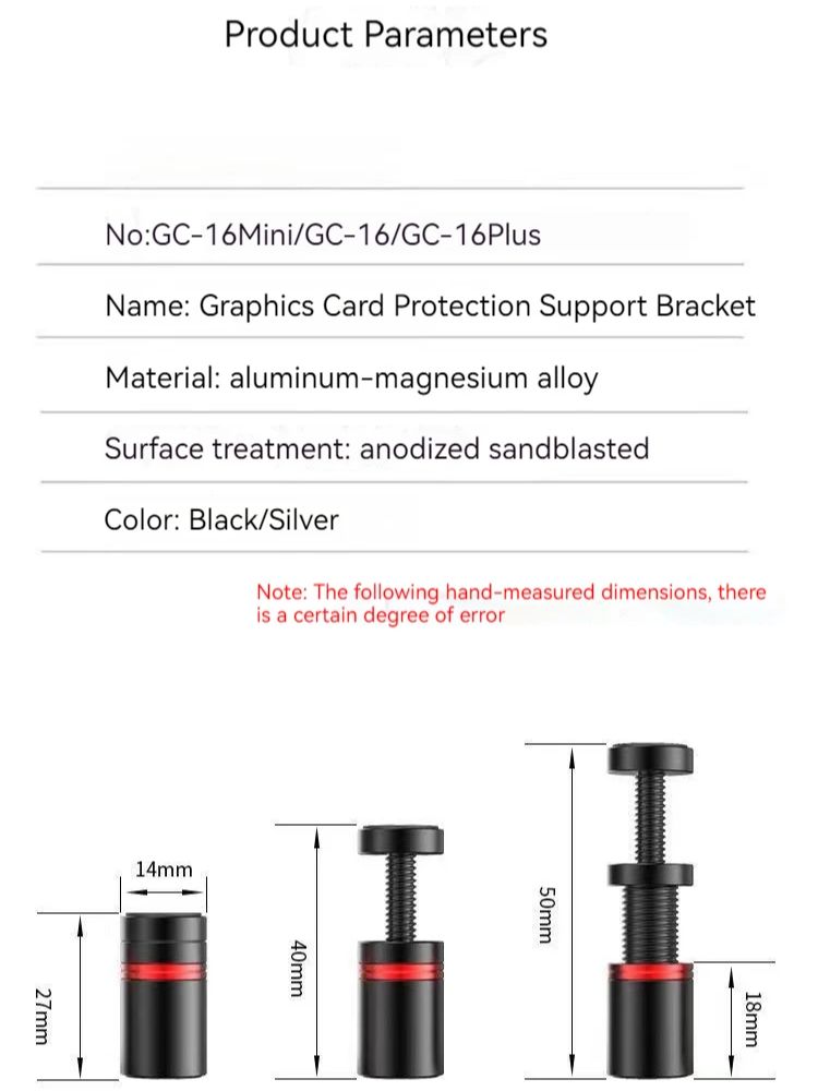 Teucer GC-16 placa gráfica gpu titular suporte de placa de vídeo magnética suporte telescópico vertical gpu suporte 27-120mm