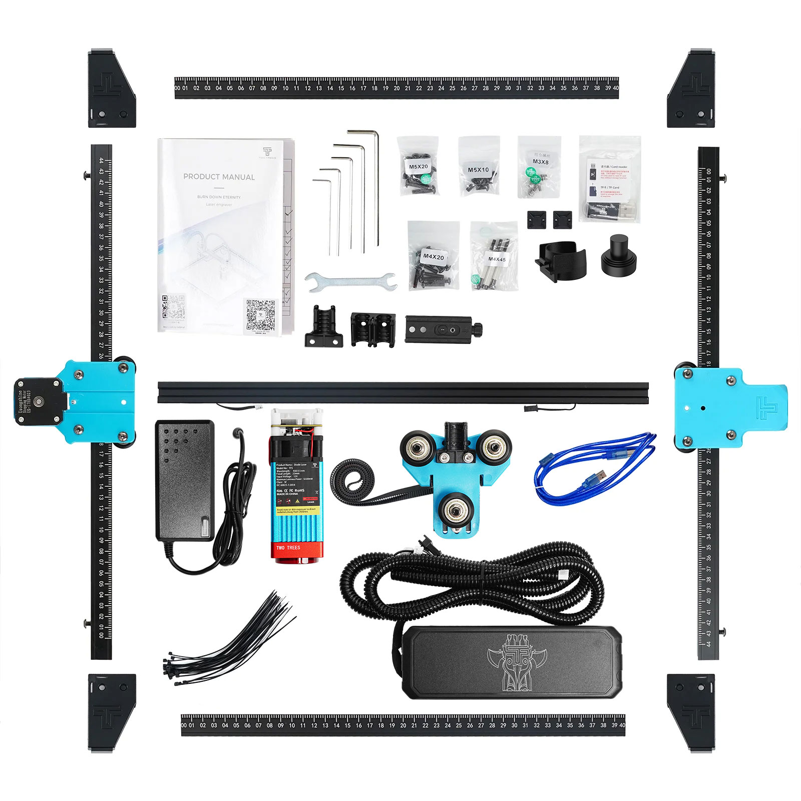 Twotrees TTS-55 Pro Gravador a laser com tela de toque Máquina de gravação a laser Adicionar display 40W Máquina CNC de luz azul