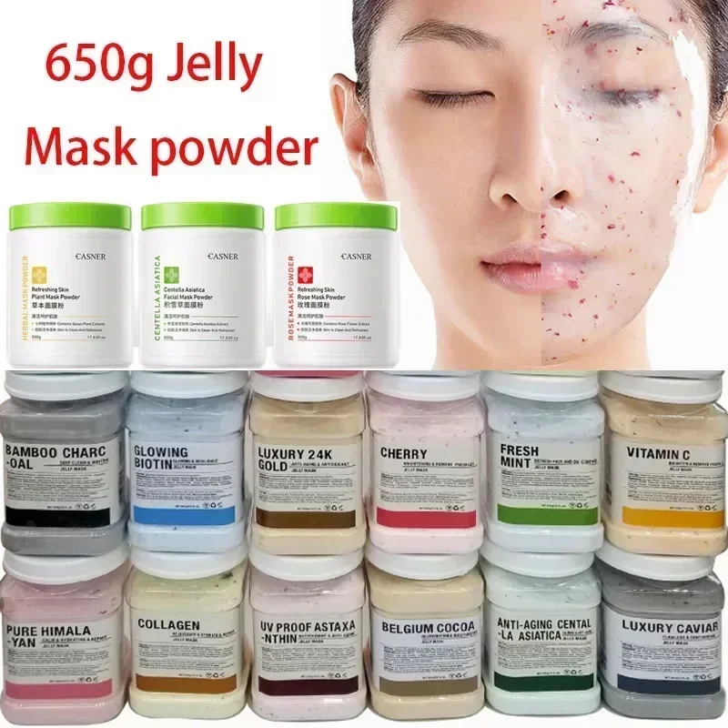 650g Arbutin Rose Jelly Mask Powder DIY Plant Masks Powder Peel Off Vitamin C Hyaluronic Acid Facial Skin Care 24K Gold Mud Mask