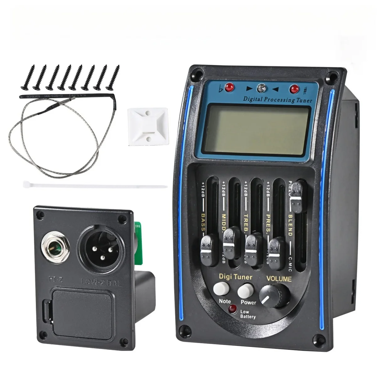 Miwayer 4/5 Band Gitaar Pickup EQ Equalizer Piezo Pickup met LCD Display Tuning Functie Gitaar Voorversterker Pickup