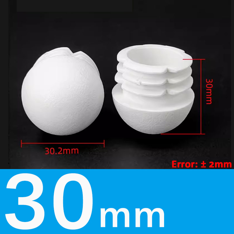 Weiße gewölbte runde Kunststoff-Endkappen, Stuhlfüße, Stahlrohr, Rohrabdeckung, Einsätze, Stecker 13, 16, 20, 28, 30, 35, 38, 40, 42, 45, 48 50 mm