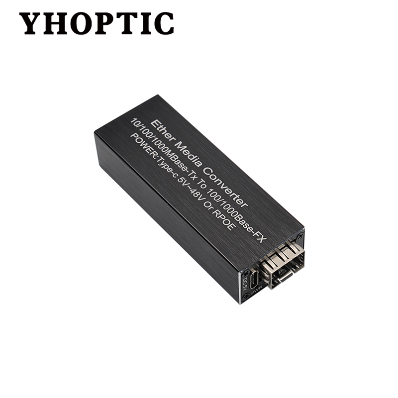 Мини-PoE Гигабитный медиаконвертер SFP 1000M Ethernet в SFP Оптоволоконное сетевое расширение Устройство 5 В постоянного тока Тип-C Вход