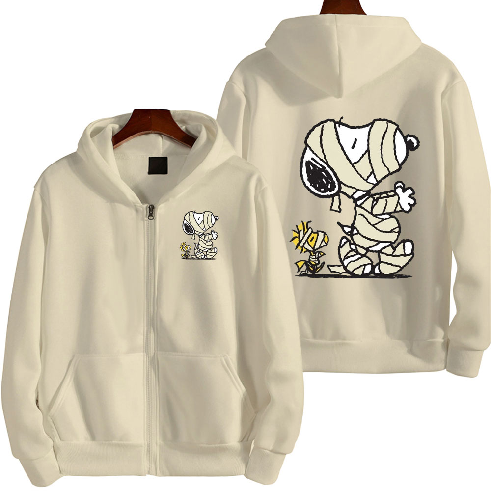 Snoopy herido dibujos animados Anime hombres cremallera Sudadera con capucha primavera otoño moda mujer sudadera 2024 nuevo estilo coreano pareja chaqueta abrigo