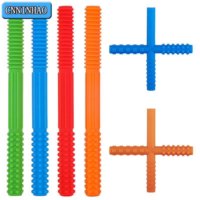 1 Uds. Mordedores de silicona para accesorios de bebé, mordedor para recién nacido, juguetes sensoriales para masticar, tubo para masticar, herramientas en forma de Y para autismo, necesidad especial
