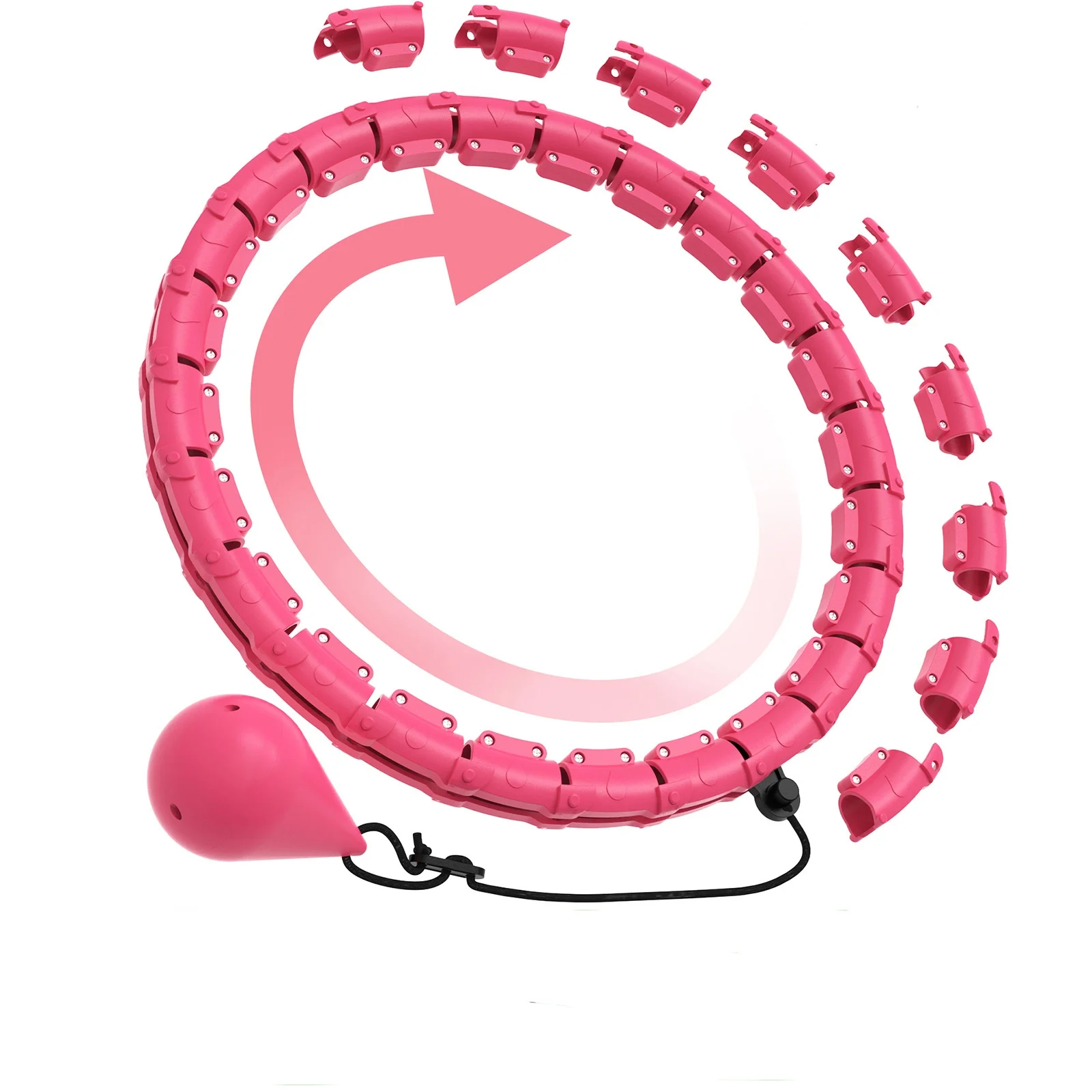 ปรับ 24-Knot Weighted การออกกําลังกาย Hoop สําหรับเพาะกายลดน้ําหนักแบบพกพาฟิตเนสวงกลมสําหรับ Home GYM ใช้ผู้ชายผู้หญิง