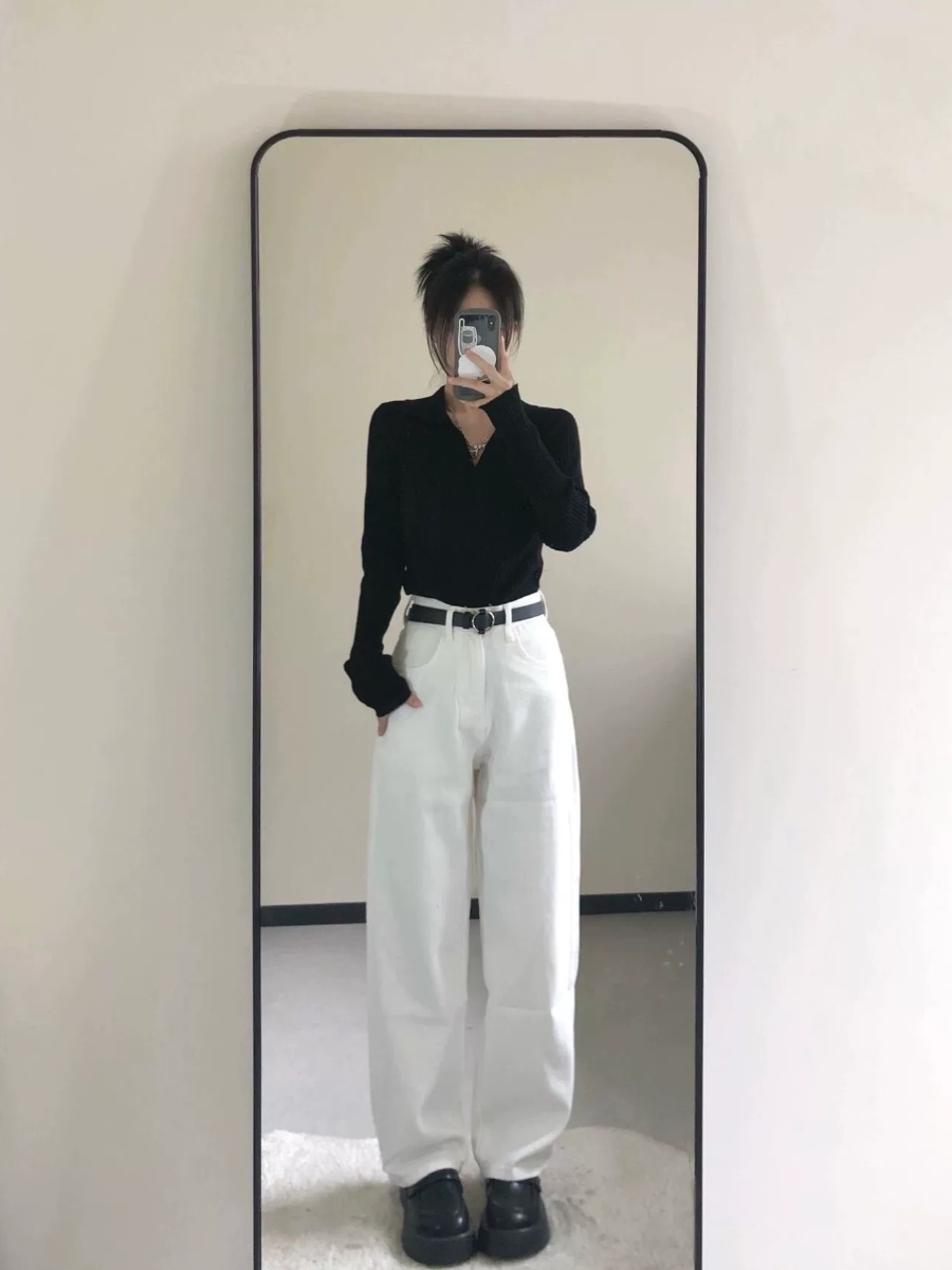 Black V-Neck Knitted Base Shirt Women's plus Size Slim Fit Long Sleeve Polo Neck Top Spring New Sle Winter Slimming Top