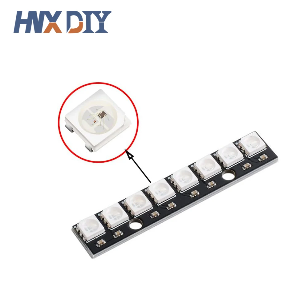 5/10 Uds 8*1Bit 8 Bits WS2812 5050 RGB módulo de Panel de lámpara LED completo 5V WS2812B LED de arco iris preciso para Arduino luces de 8 canales