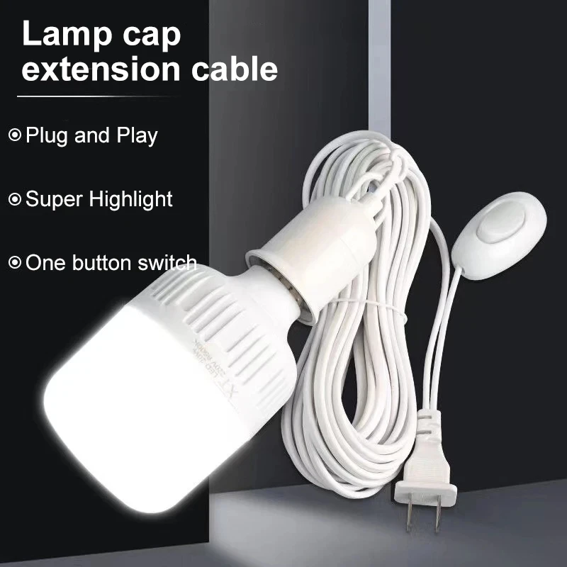 Bases de lámpara universales de 5/10m con interruptor, adaptador de enchufe de bombilla Led, soporte de lámpara de tornillo E27, accesorios, herramientas, suspensión de dos enchufes