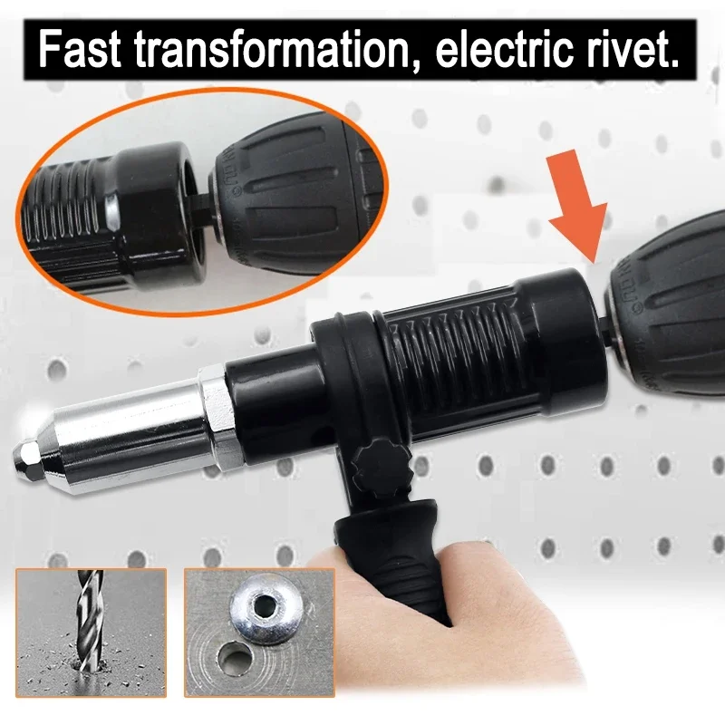 Elétrico sem fio Rivet Nut Riveting Tool, Adaptador de broca, Inserir ferramenta Nut, Prego multifunções, Auto Rivet