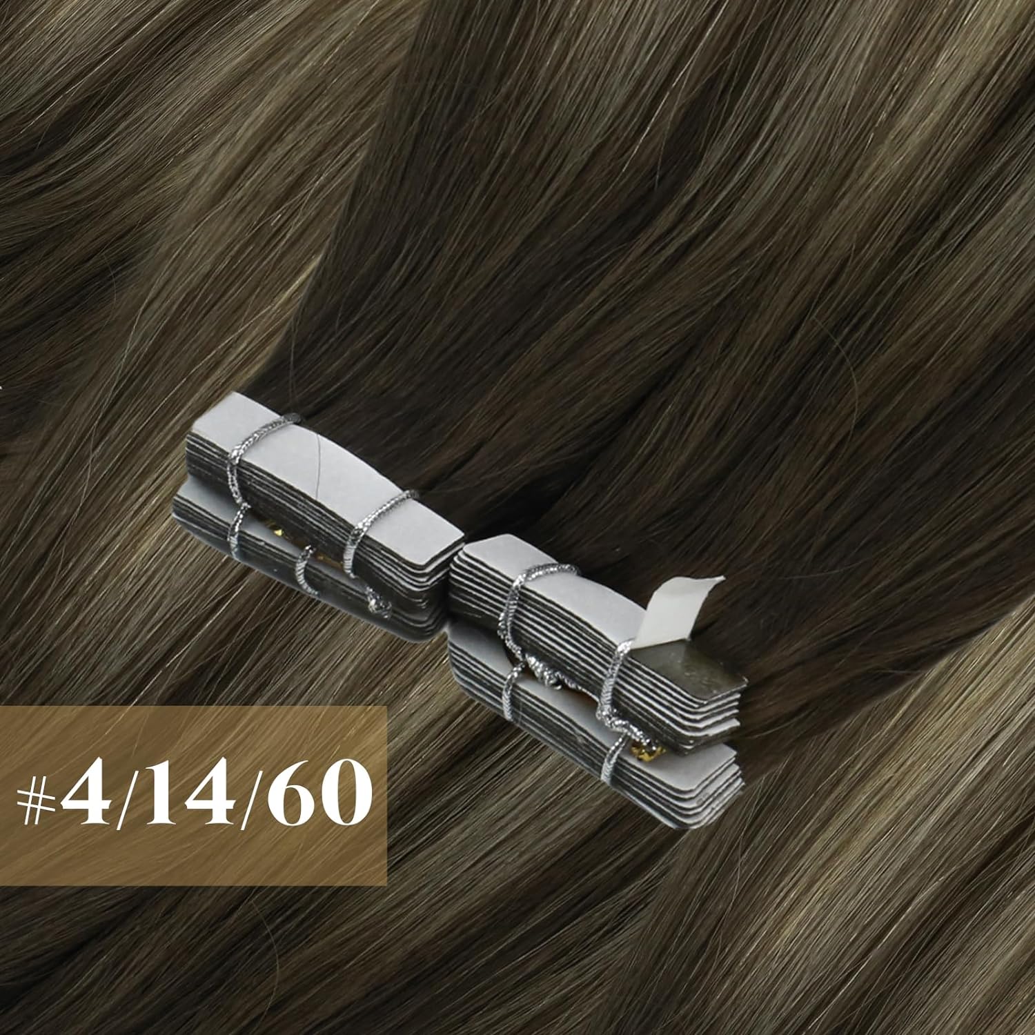 [NEU]VeSunny Tape In Haarverlängerungen Echthaar Echthaar Balayage Farbe # 4-14-60 Skin Weft Glattes, nahtloses Haar