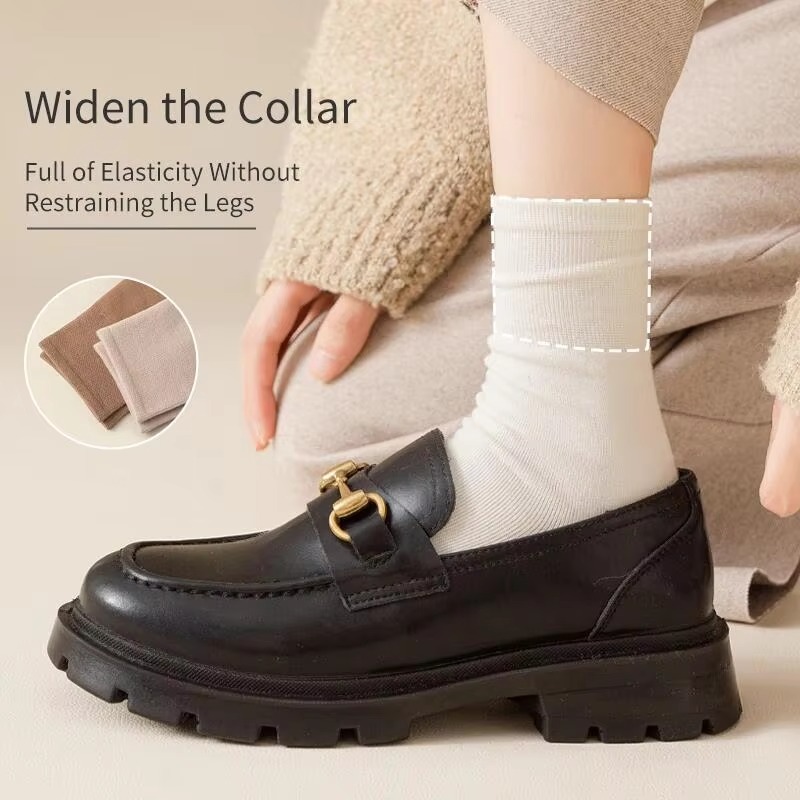 6 pares de calcetines de tubo medio simples y cómodos de colores sólidos de primavera o verano para mujer Color degradado caqui
