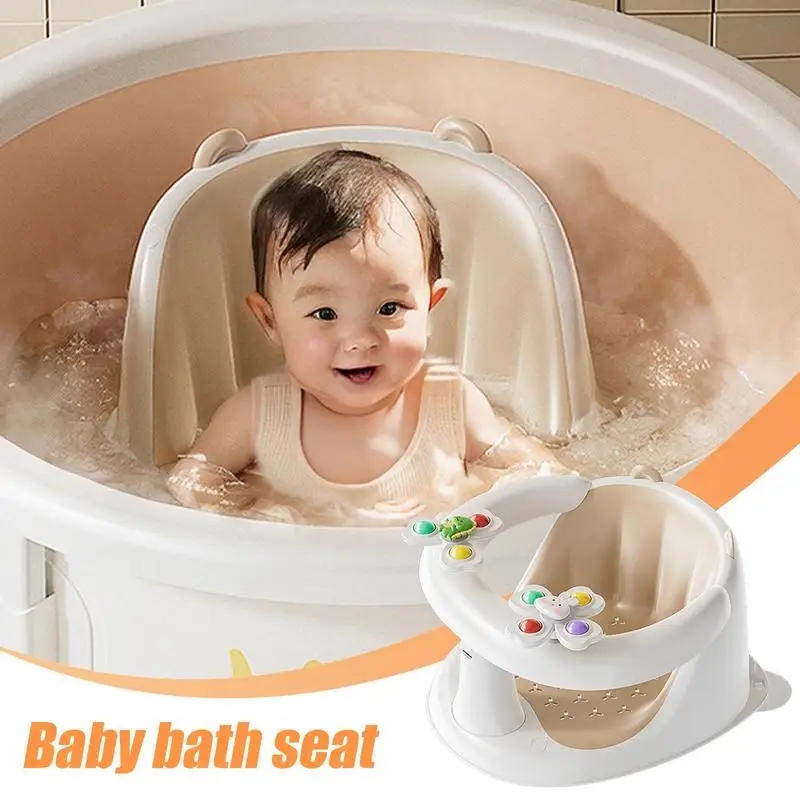Baby Bath Seat Toddler Bathtub Chair Non-Slip Baby Bath Seat For 1-3 Years Old With Spin Toys For Play And Relaxation For Indoor
