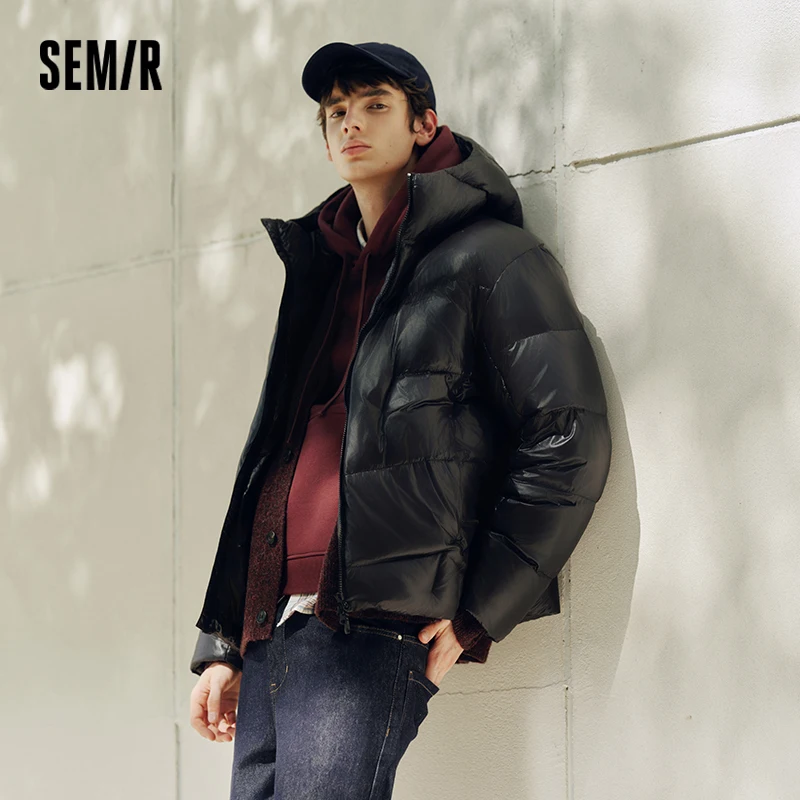 Semir jaqueta masculina solta com capuz puffer três resistente outerwear calor-gerenciamento antiestático 2025 novo inverno wear masculino