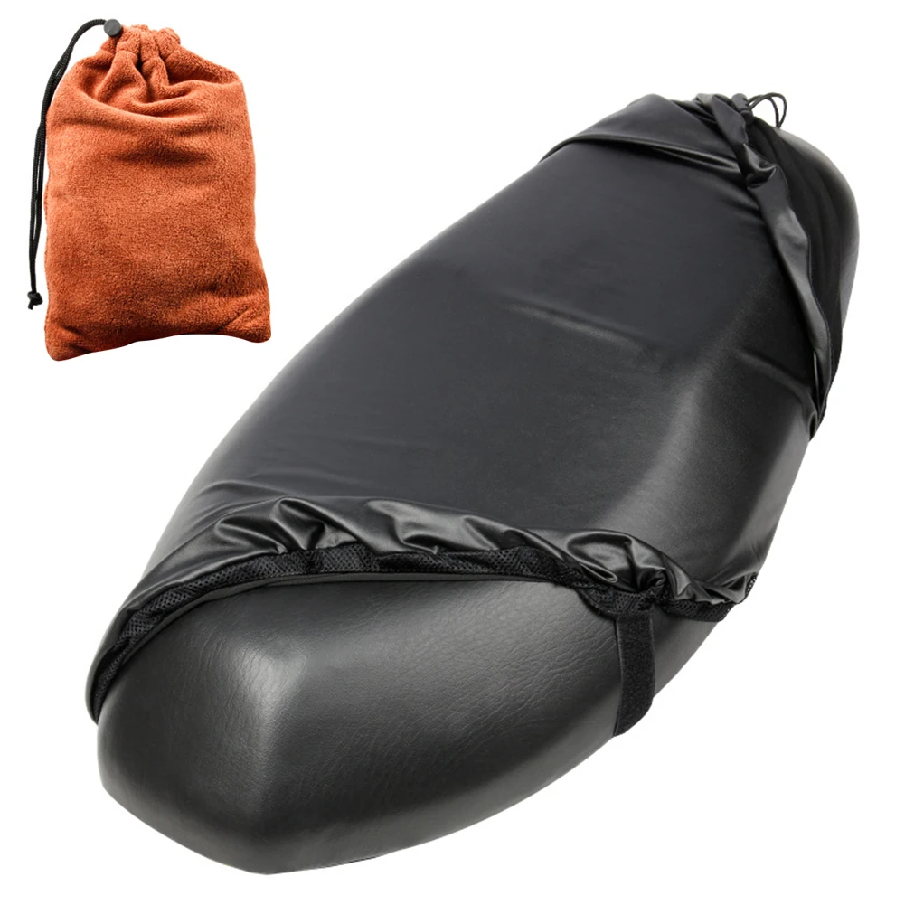 Capa de assento para motocicleta, à prova d'água, chuva, poeira, moto, scooter, assento para proteção solar, com bolsa de couro elástica