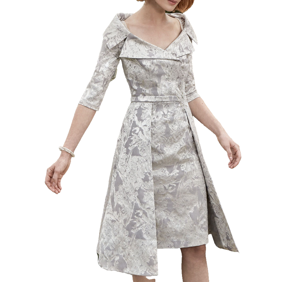 Vestido de brocado feito sob medida, vestido de mãe da noiva, vestido de casamento, roupa de mãe da noiva, vestido largo de tecido com decote aberto