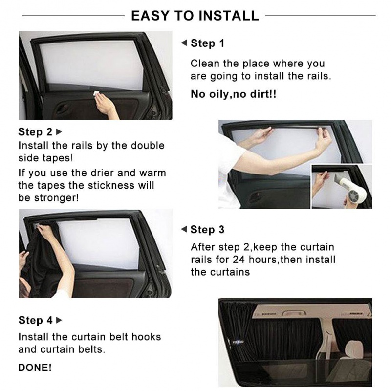 2 stücke Universal Auto Sonnenschutz Seiten fenster Vorhang Auto faltbar UV-Schutz schwarz reines Tuch Sonnenblende Jalousien decken Auto-Styling