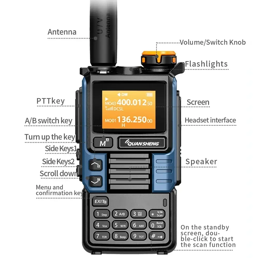 HACHANLUN UV-K6 Atualização UV-K5 (99) Interfone 5W Air Band Rádio Tyep C Carregamento UHF VHF DTMF FM Scrambler NOAA Frequência sem fio