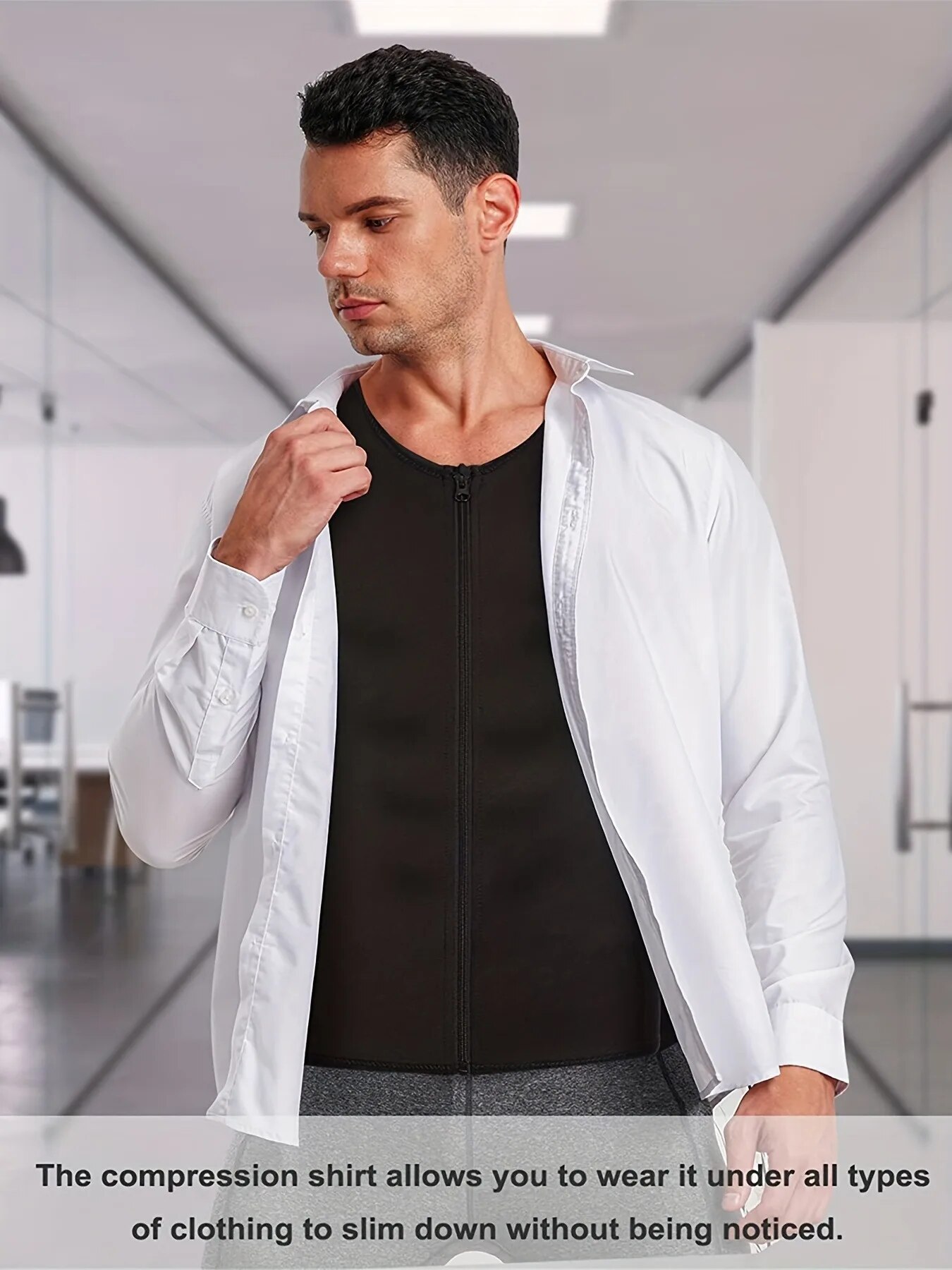 Schlankheits-Tanktop für Herren, Body Shaper, bequeme Kompressionsweste mit Reißverschluss, starke Rückenstütze, Unterhemd, Kompressions-Tank-Sw
