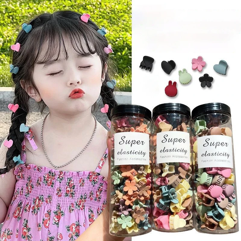 50 pçs plástico fosco mini cabeça de coelho garras de cabelo grampos de cabelo caranguejo bebê gilrs doce pequeno hairpin flor presilhas acessórios para o cabelo