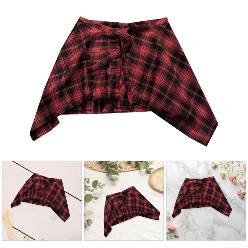 Falda envolvente de línea A en capas Unisex, baile callejero de hip hop, bufanda a cuadros para la cadera, sobrefalda asimétrica, extensor de camisa