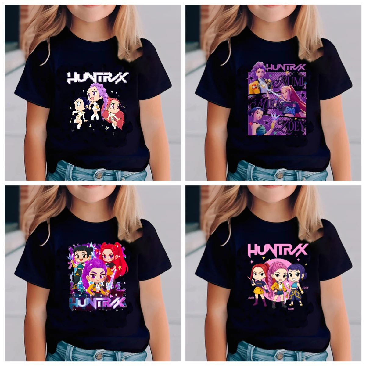 Camisetas KPop Demon Hunters para niños, camisa de manga corta con dibujos animados de Anime, moda de verano para niños y niñas, ropa para niños, regalos