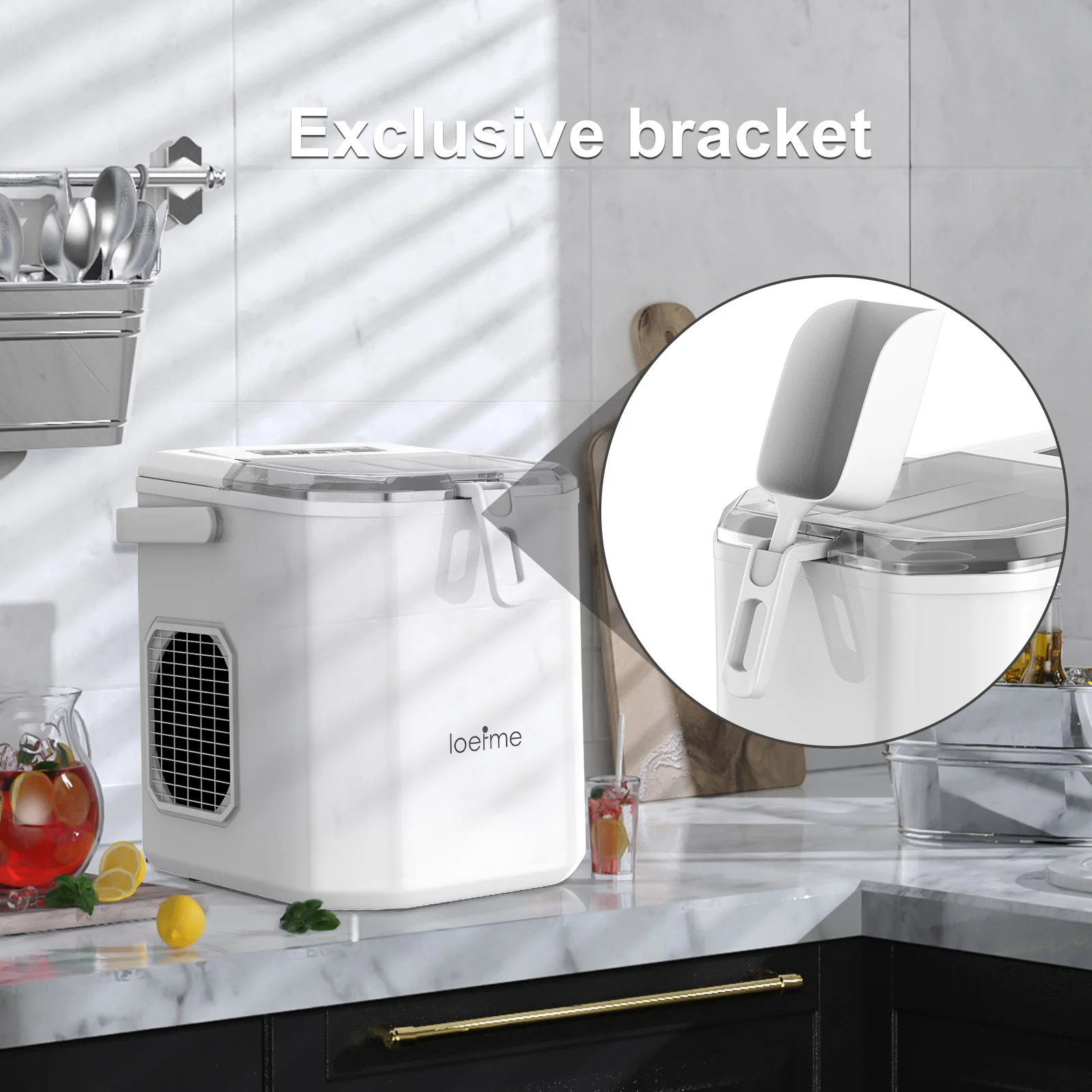Loefme Ice Maker Cubes Machine Small Automatic Cleaning Bullet Shaped Ice Makers Fast Ice Making For Households Caffee Camping
