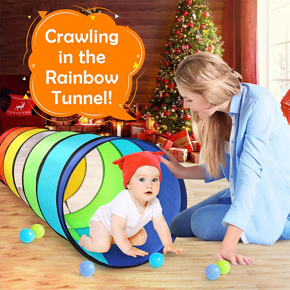 Kids Play Tunnel Tent for Toddlers Colorful Pop Up Crawl Toy for Baby or Pet with Breathable Mesh Collapsible Gift for Game