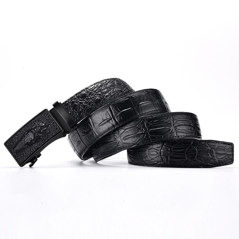 Cinturón de cuero genuino para hombre, cinturones masculinos de marca famosa de lujo de alta calidad, hebilla automática, correa con patrón de cocodrilo para hombre ZD2137