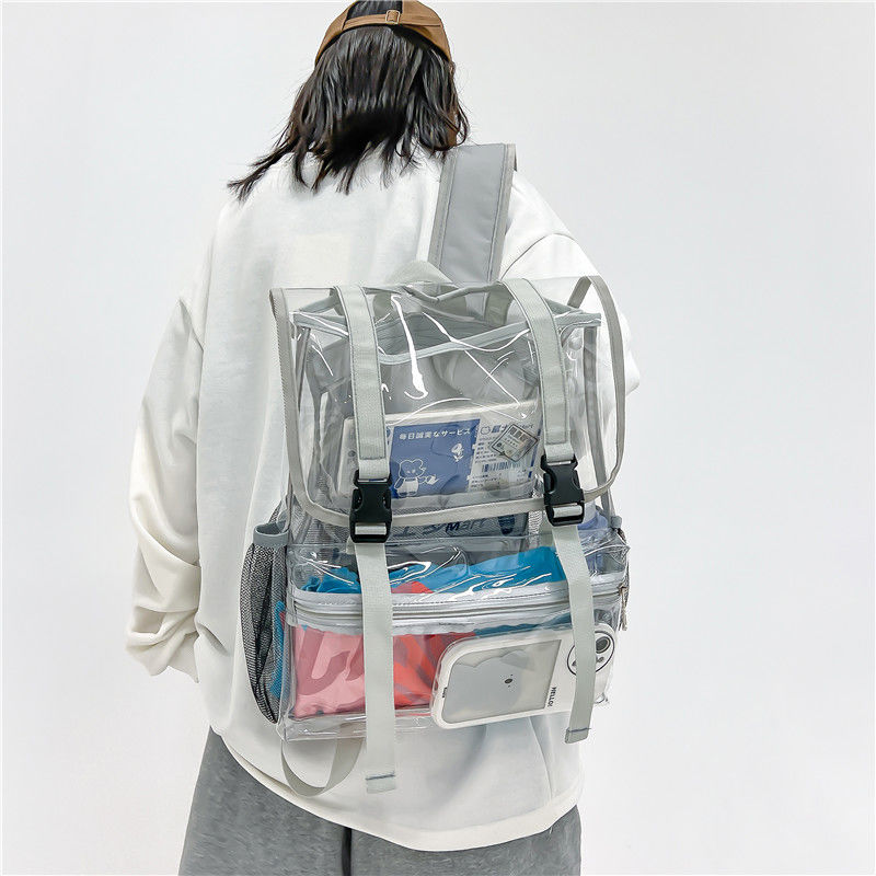 Verão versão coreana simples pvc flip transparente campus mochila moda na moda meninos e meninas mochila à prova dwaterproof água