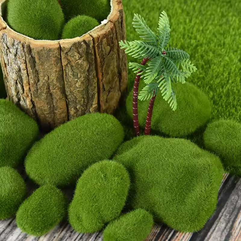 10PCS Artificial Green Moss Ball Fake Stone Simulation Plant Diy Decoration for Shop Window Hotel Home Office Plant Wall Decor