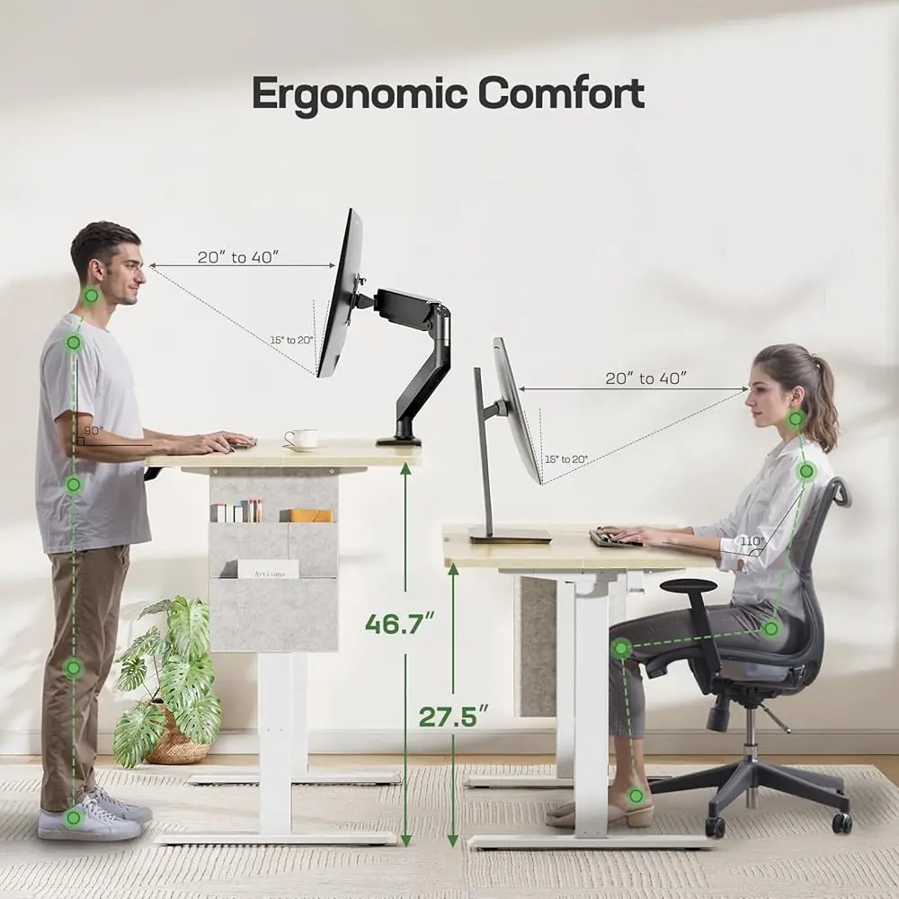 Standing Desk Adjustable Height Home Office Desk,‎48X24 H Electric Standing Desk, Stand Up Desk With Storage Bag,Headphone Hook