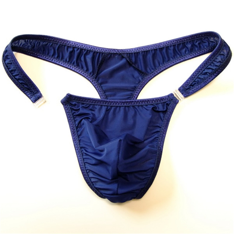 Tangas de nailon translúcido para hombre, Bikini Sexy con botones, Bragas, Tanga, parte trasera en T, ropa interior Gay, M/L/XL, oferta, 2019