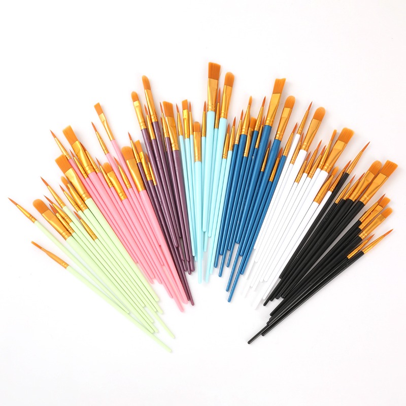 Plastic pole oil painting brushes acrylic painting brushes tools art supplies supplies drawing 10pcs/bag School office supplies