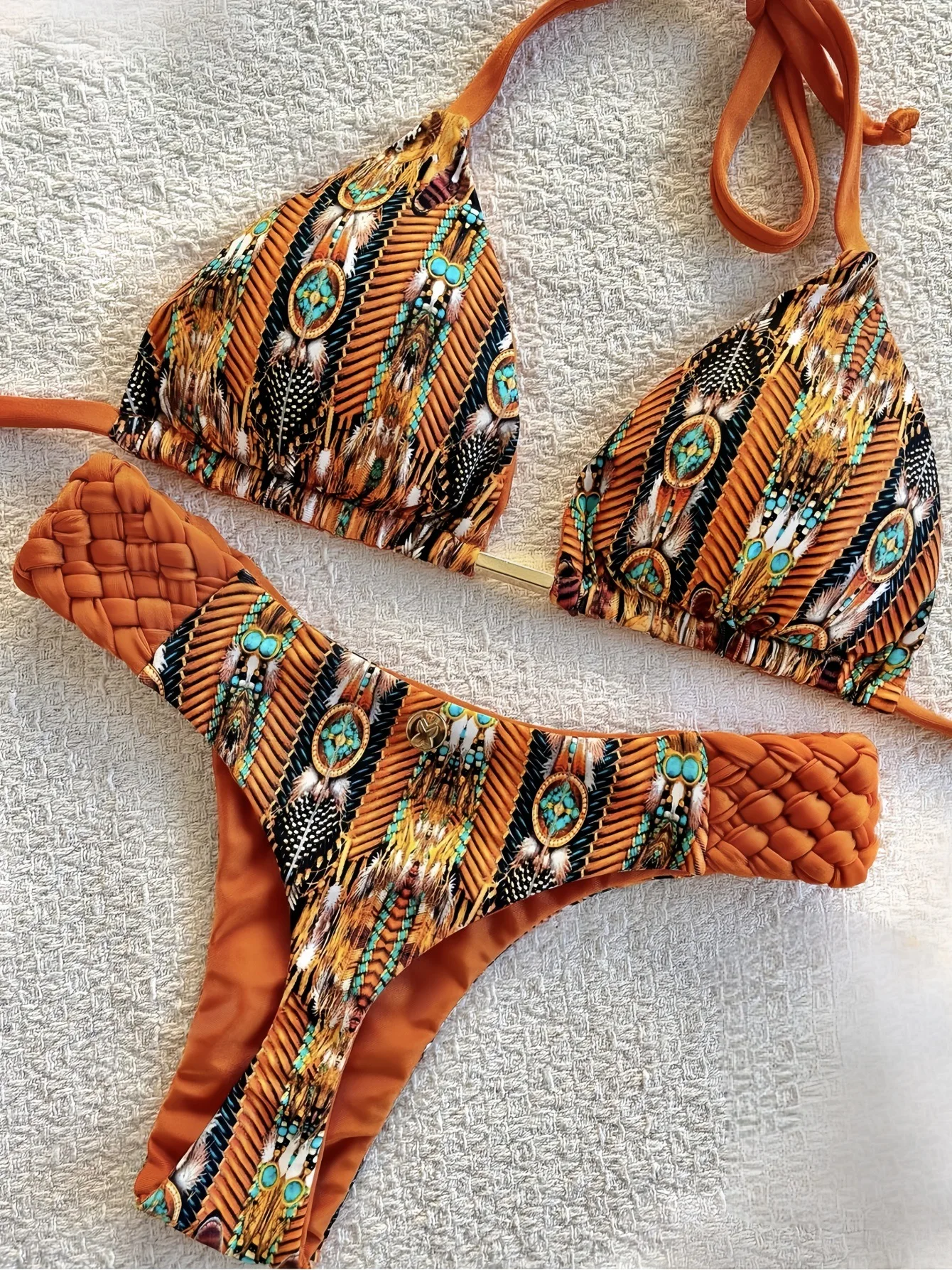 Ruotonsept impressão halter mini tanga alta corte biquíni feminino maiô feminino banho de duas peças conjunto de biquíni banhista natação
