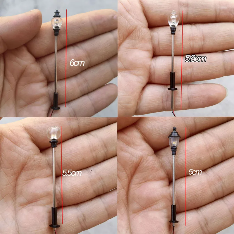 10 pçs modelo de lâmpada post pilar rua quente led luz diy material modelo post de luz 3v 1:87 ho escala areia mesa trem iluminação layout