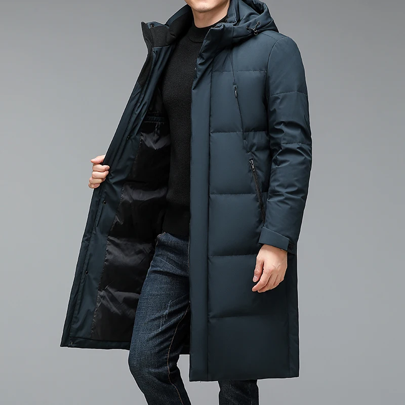2024 winter lange stijl mannen 90% Witte Eendendons jas warme Donsjacks hoed afneembare mode Mannen dikker Jas maat M-5XL